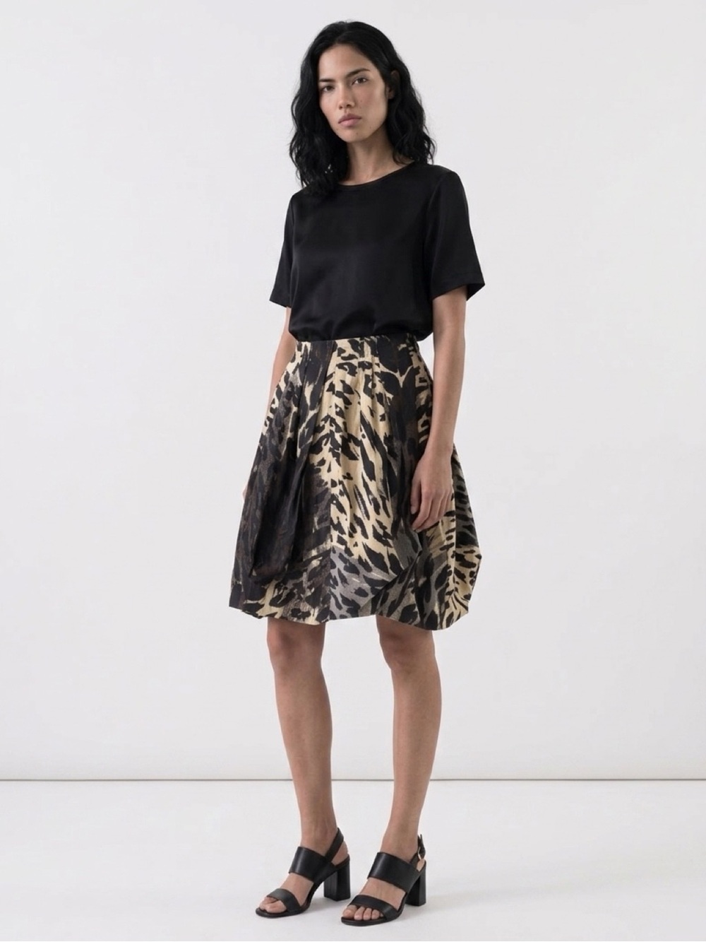 Acne Studios lined, animal print, cotton, a-line, Knee-Length Skirt L